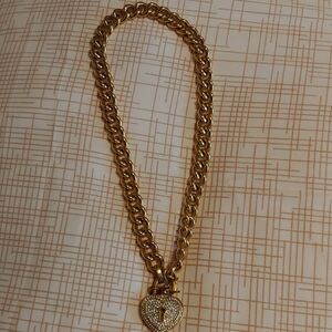 Nordstrom Gold Heart Padlock Necklace with Pave Crystals